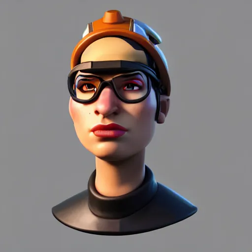 Image similar to 3 d render portrait of engineer from team fortress 2 by valve as a woman, 4 k, 8 k, hd, high resolution, highly detailed, intricate detail, ultra realistic faces, digital art, trending on artstation, team fortress 2