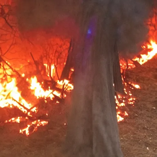 Image similar to rainbow fire burning a witch during salem trial