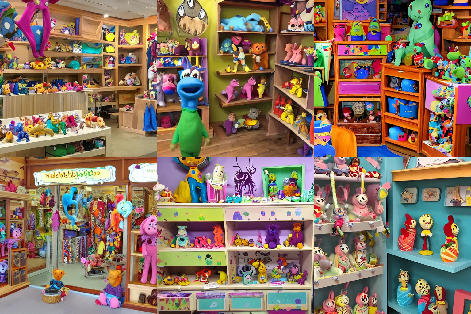 Prompt: a collection wabbledoos in a wabbledoo shop