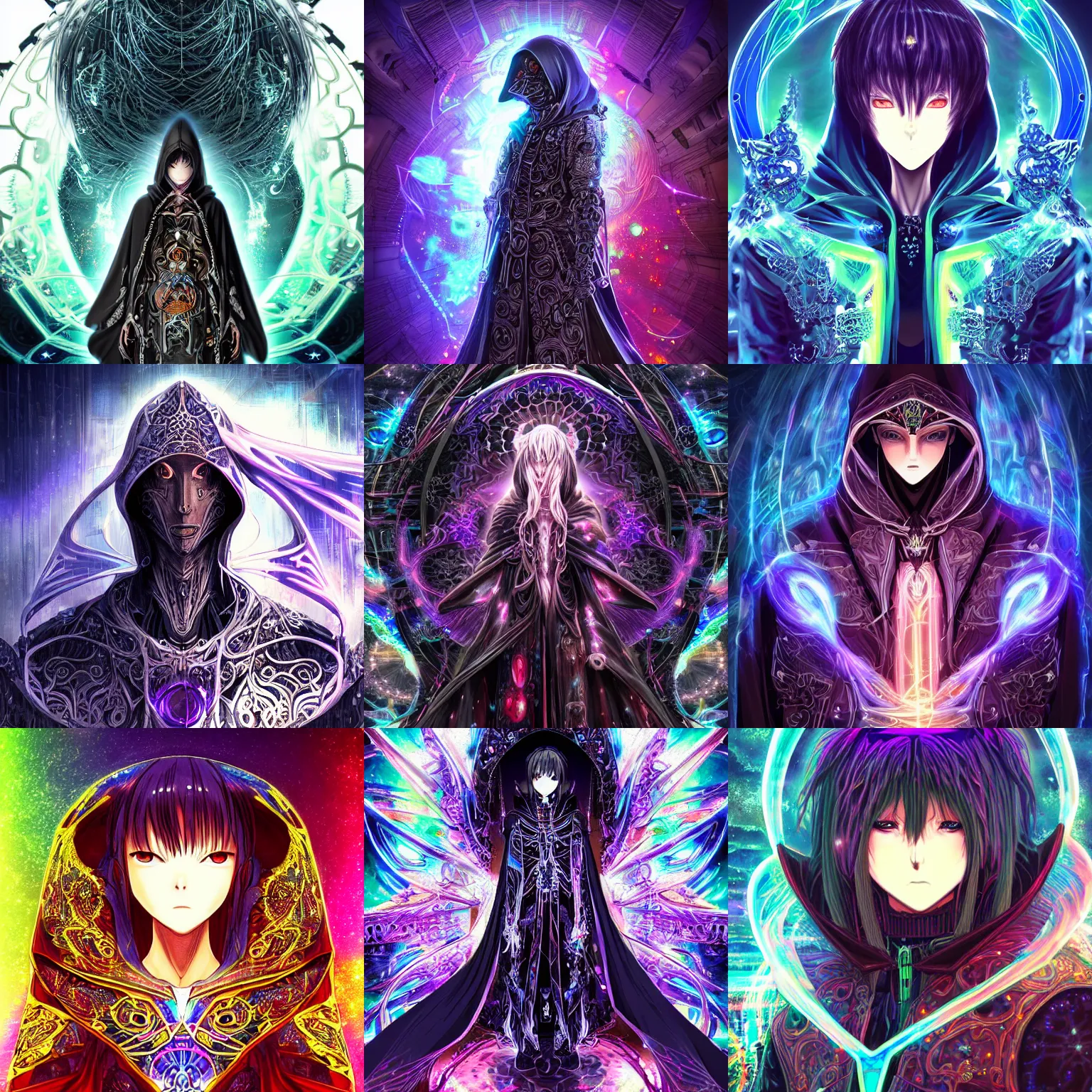 Cloaked hooded complex cybernetic omnipotent being stable diffusion