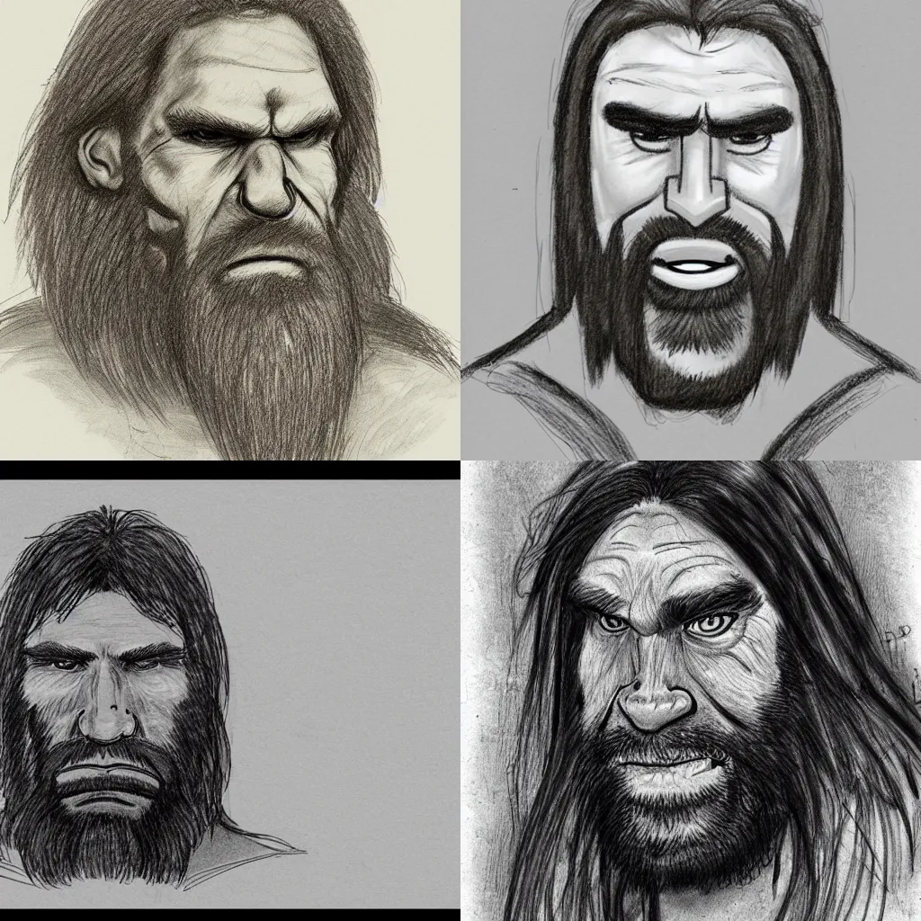 Prompt: police sketch of jerma985 as a caveman