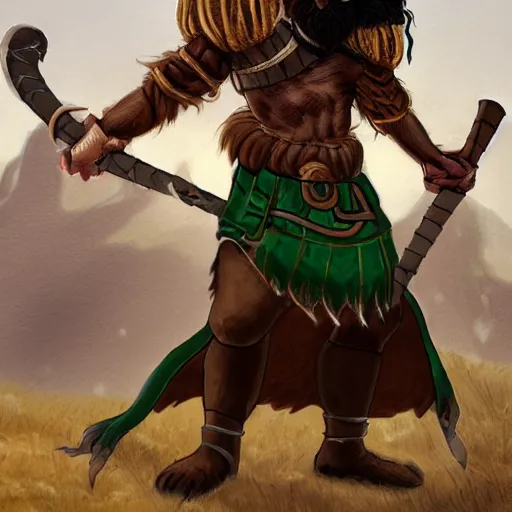 Prompt: full body character design reference art of Eoghaill of the Murine Hordes, a male La Tene Culture Celtic chieftain and warrior, resplendent and proud of bearing, long black hair, hirsute and muscled, wielding a Celtic longsword. Has a rat familiar. high quality, high detail, realistic painting, in the style of: Angus McBride, Rebecca Guay, and Michael William Kaluta. photorealistic light.