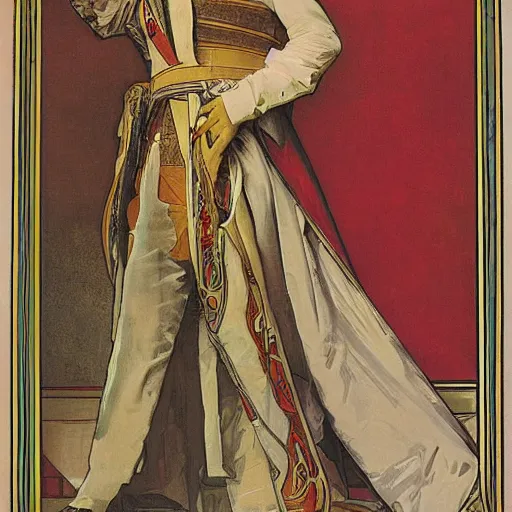 Image similar to king charles the fourth, portrait, by alphonse mucha