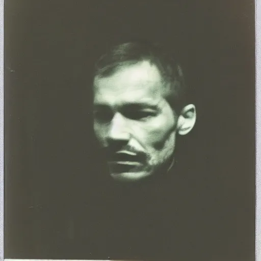 Image similar to polaroid of Geraldo of rivia face shot by Tarkovsky