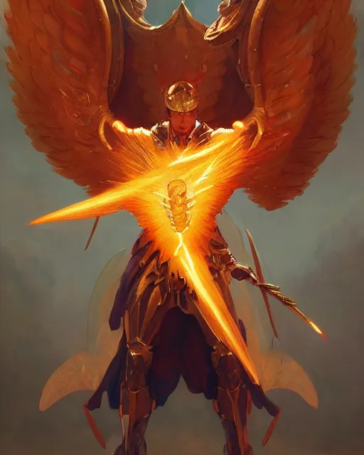 Prompt: character portrait of a male angel of justice in shining armor with fiery golden wings, by peter mohrbacher, mark brooks, jim burns, marina abramovic, wadim kashin, greg rutkowski, trending on artstation
