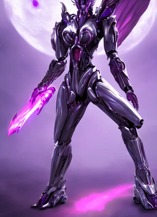 Prompt: cinematic goddess body shot, cosmic size beautiful stunning hot anthropomorphic robot mecha female dragon, sleek dragon head, metal ears, led purple eyes, smooth fuschia skin, smooth silver armor, in space, epic proportions, macro, epic size, epic scale, furry art, dragon art, giantess art, warframe fanart, furaffinity, octane