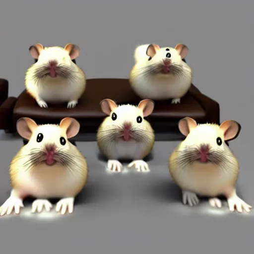 Prompt: Hamsters with mustaches 3d style