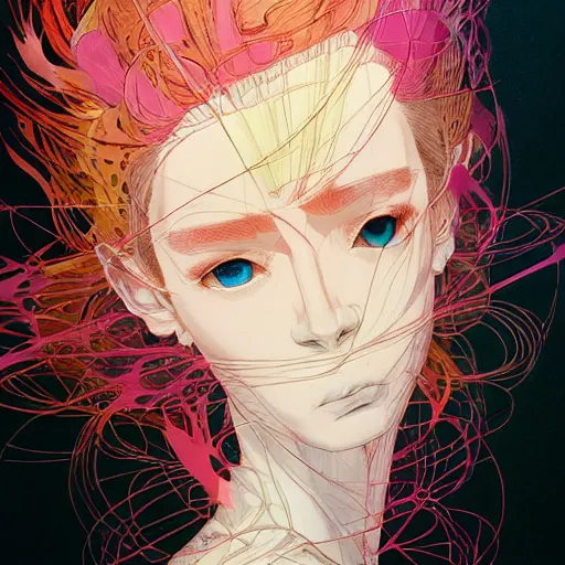 Image similar to prompt : fashion tv character portrait soft light painted by james jean and katsuhiro otomo and erik jones, inspired by akira anime, smooth face feature, intricate oil painting, high detail illustration, sharp high detail, manga and anime 1 9 9 9