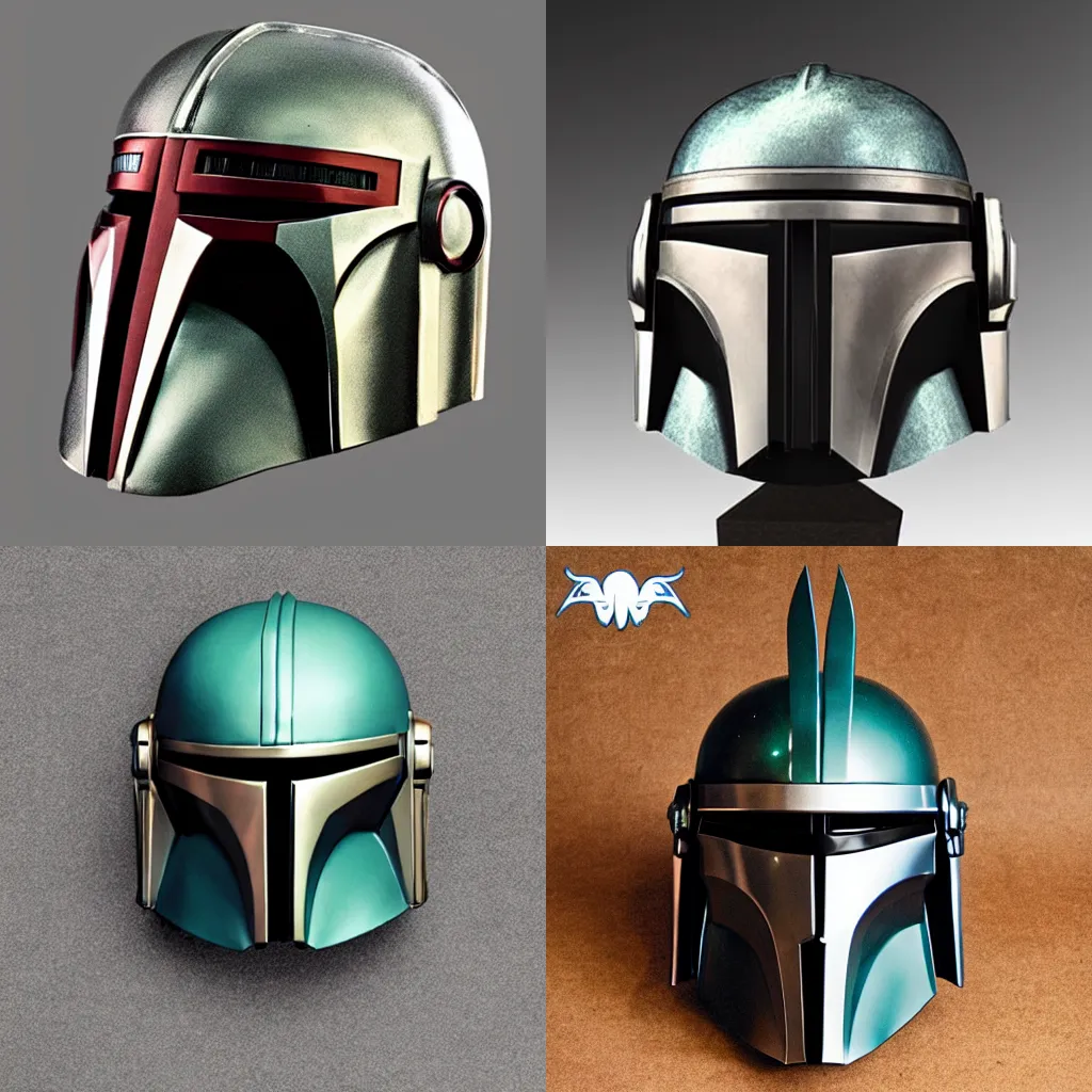 Prompt: the mandalorian helmet, organic material