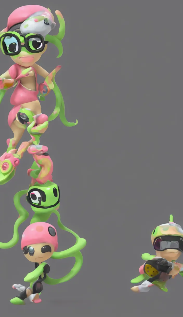 Prompt: a cute new 3 d render of a splatoon character in hd, blank background