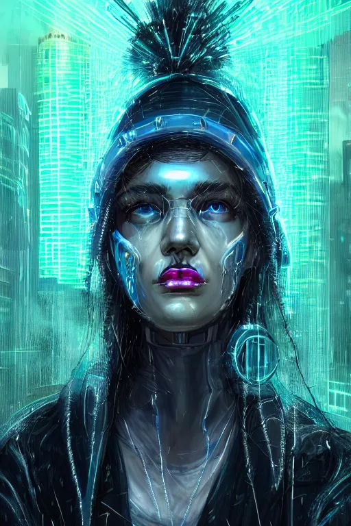 Image similar to portrait futuristic genuine cyberpunk female Witch Doctor, in futuristic stormy heavy snowy thunder tokyo rooftop Enchantment cyberpunk night, ssci-fi, fantasy, intricate, very very beautiful, elegant, neon light, highly detailed, digital painting, artstation, concept art, soft light, hdri, smooth, sharp focus, illustration, art by tian zi and craig mullins and WLOP and alphonse mucha