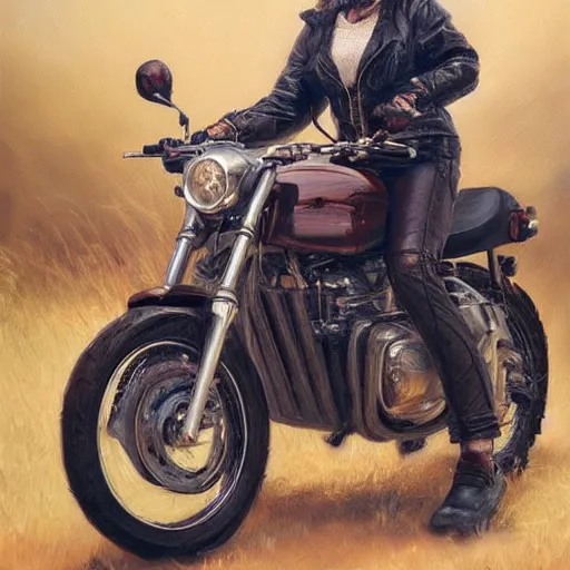 Image similar to portrait of a bunny riding a motorcycle, oil painting, beautiful, detailed