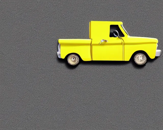 Image similar to isometric yellow pickup truck infront of a blue background