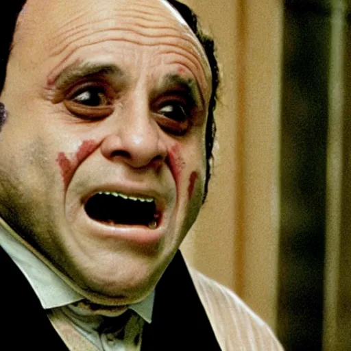 Image similar to A movie still of Danny Devito as Hannibal Lecter in Silence of the Lambs