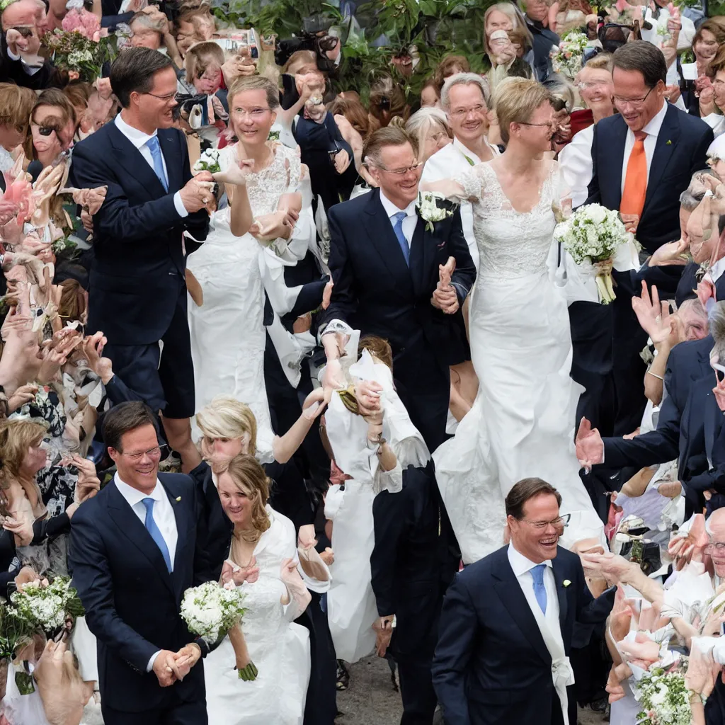 Prompt: Mark Rutte marrying Ferd Grapperhaus