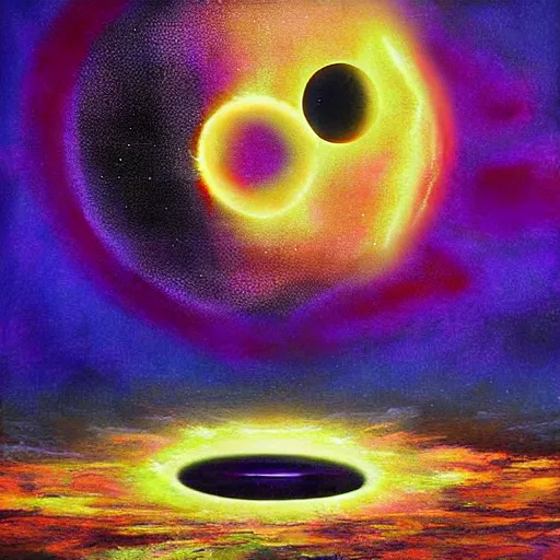 Image similar to Surreal nuclear eclipse blast, cyberpunk, art by Sandra Pelser