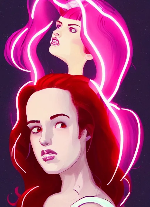 Image similar to full body portrait of teenage cheryl blossom, obese, bangs, green eyes, sultry expression, red hair, sultry smirk, bangs and wavy hair, pink skirt, fat, intricate, elegant, glowing lights, highly detailed, digital painting, artstation, concept art, smooth, sharp focus, illustration, art by wlop, mars ravelo and greg rutkowski