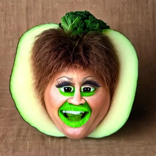 Prompt: tina turner face on a turnip vegetable