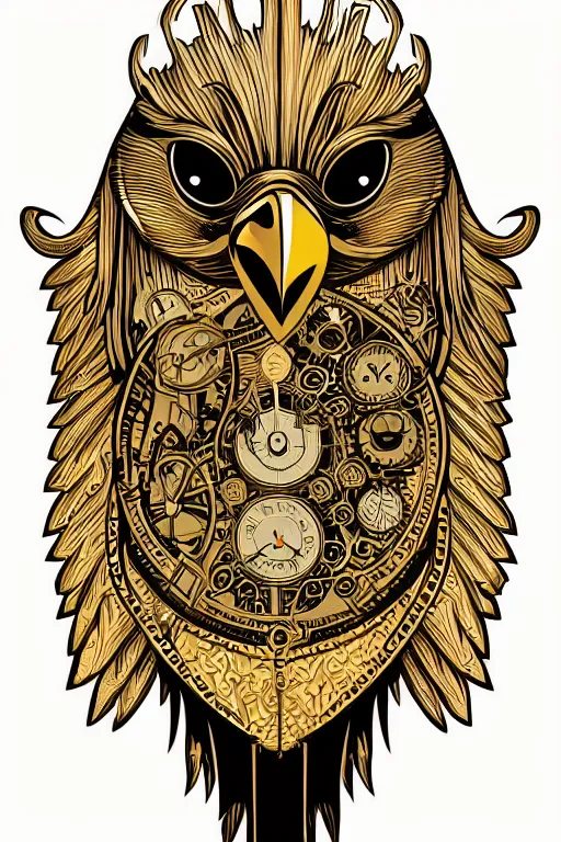 Image similar to Portrait of a golden steampunk eagle, medieval, colorful, illustration, highly detailed, simple, smooth and clean vector curves, no jagged lines, vector art, smooth