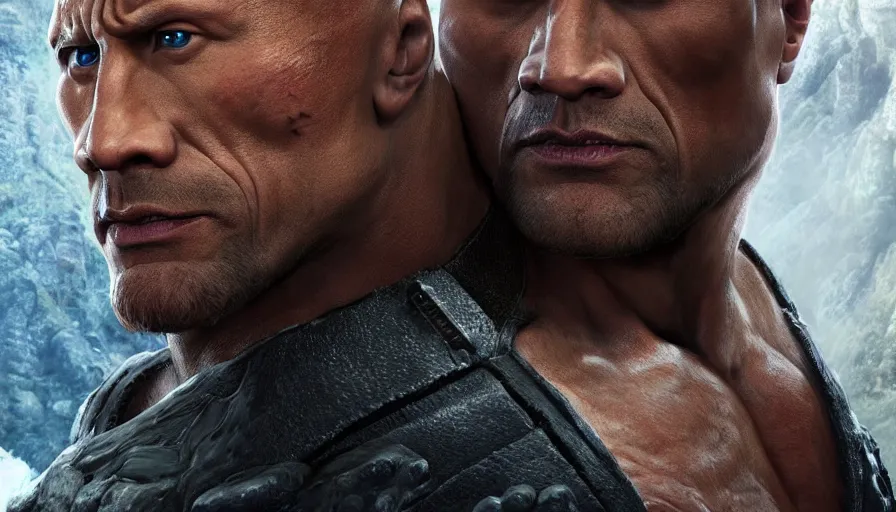 Image similar to Dwayne Johnson in Mortal Kombat, hyperdetailed, artstation, cgsociety, 8k