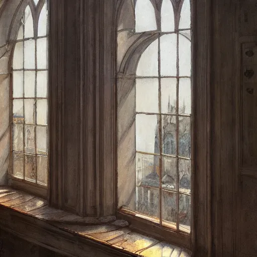 Prompt: concept art, french windows, by james gurney, greg rutkowski, john howe, artstation