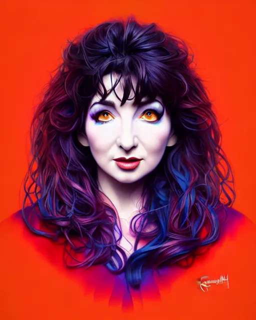 Prompt: richly detailed color illustration kate bush illustrated by artgerm and mina petrovic and timothy kong and marina federovna. 3 d shadowing