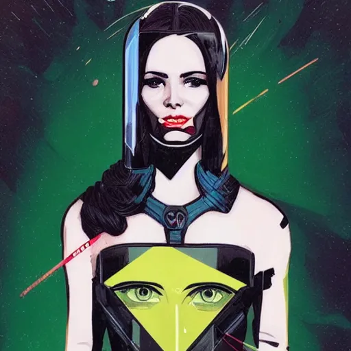 Image similar to portrait of a female android, by MARVEL comics and Sandra Chevrier