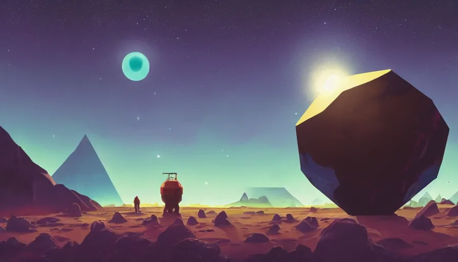 Prompt: hexagon blocking the sun in space, planet earth in foreground, simon stalenhag