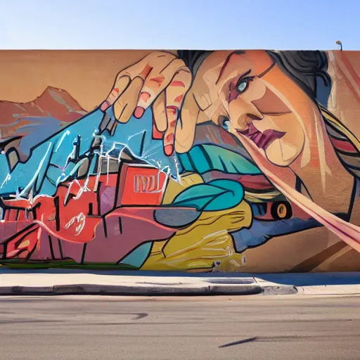 Image similar to a mural about downtown tucson, in style of street art