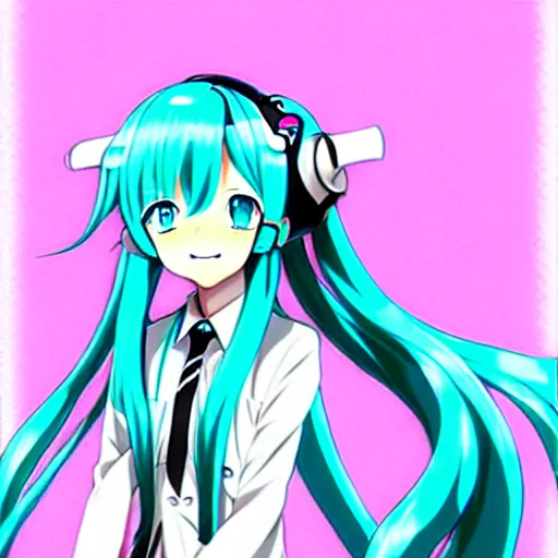 Image similar to hatsune miku v 4 in full growth, anime art, by ixima