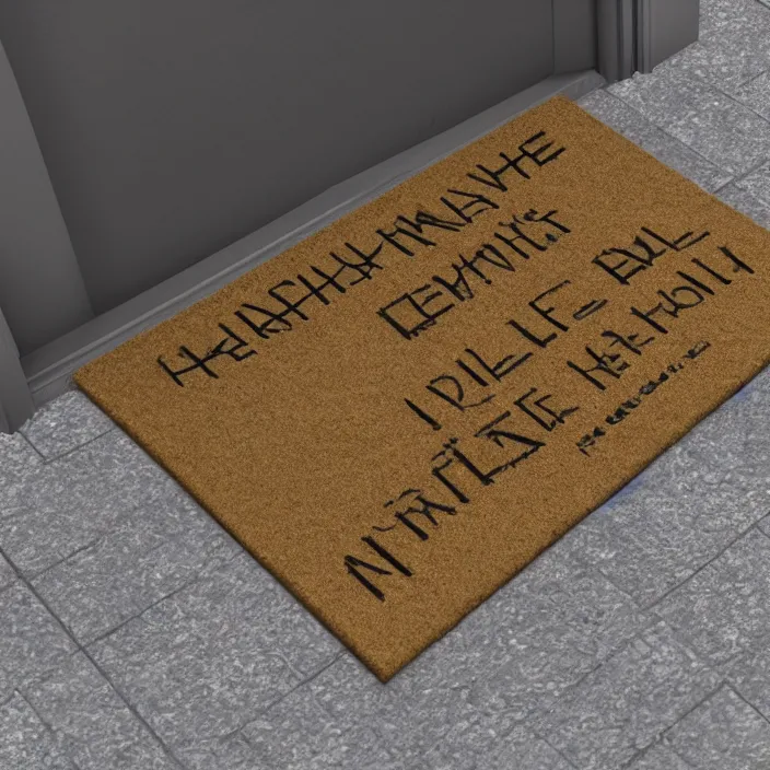 Prompt: highly detailed render of a prototype doormat that will also pick up the mail that has been left outside your front door. unreal engine 5