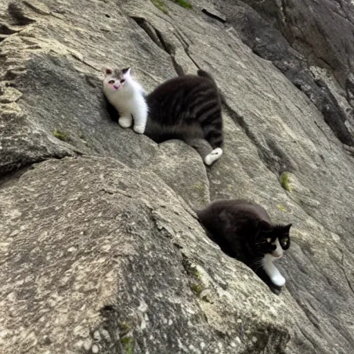 Prompt: cats climbing a mountain