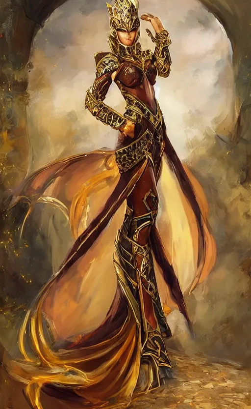 Image similar to Alchemy Elegant laidy in scorpion armor. By Konstantin Razumov, highly detailded