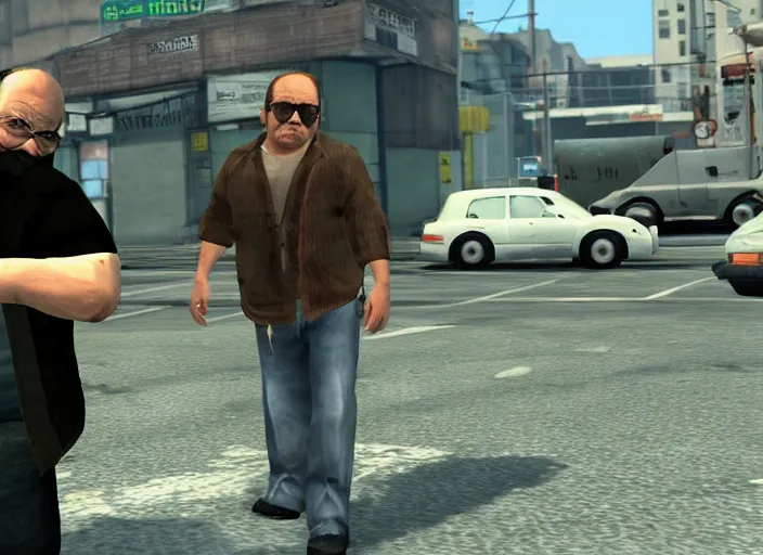 Image similar to video game still of danny devito in the video grand theft auto iv,