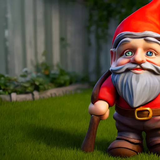 Prompt: gnome on a back yard, highly detailed, photorealistic portrait, bright studio setting, studio lighting, crisp quality and light reflections, unreal engine 5 quality render