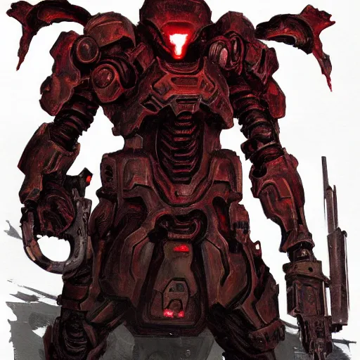 Image similar to doom slayer, painted by tsutomu nihei, painted by stanley lau