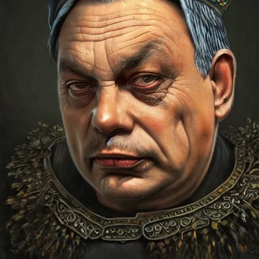 Image similar to id photo of a viktor orban in emperor outfit, art by tomasz alen kopera