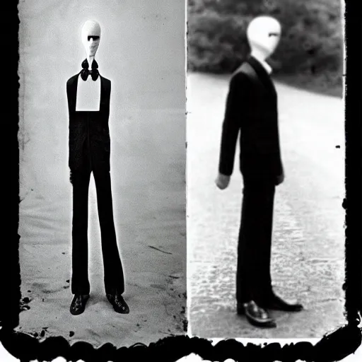 Image similar to slenderman, realistic, old photograph