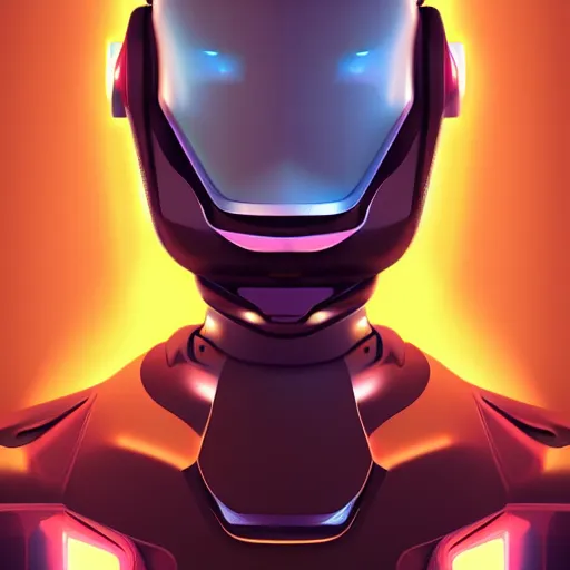 Image similar to a portrait of futuristic robot posed in front of a flat background, digital art in the style of greg rutkowksi trending on artstation