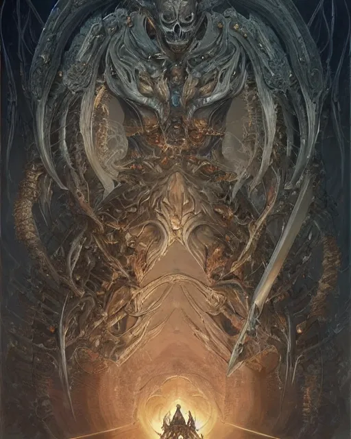 Image similar to The last enemy that shall be destroyed is death, full body image, artwork by artgerm, Luminism, Behance HD, broad sword, D&D, extraordinary phenomenon, fantasy, intricately detailed, elegant, digital painting, smooth, sharp focus, art by Greg Rutkowski, art by Ruth Asawa, art by Tim Burton, art by Ted Nasmith, art by H.R. Giger