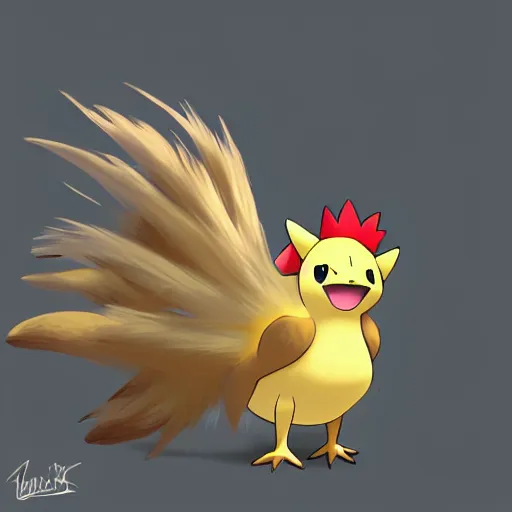 Prompt: a pokemon that looks like a coconuts .A rooster that looks like a coconut, which splits in half into wings,Trending on art station. Unreal engine.