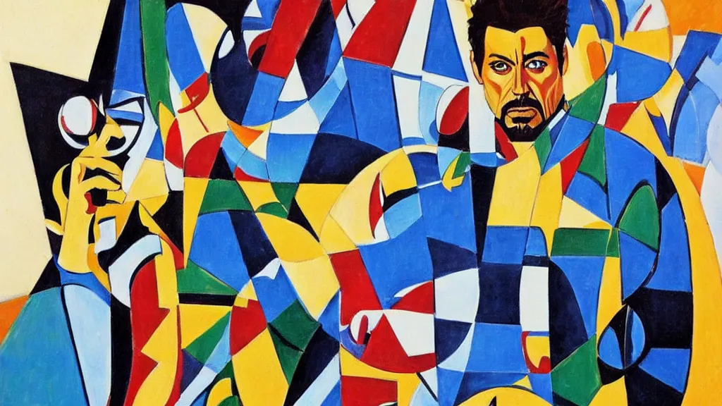 Prompt: tony stark cubism artwork