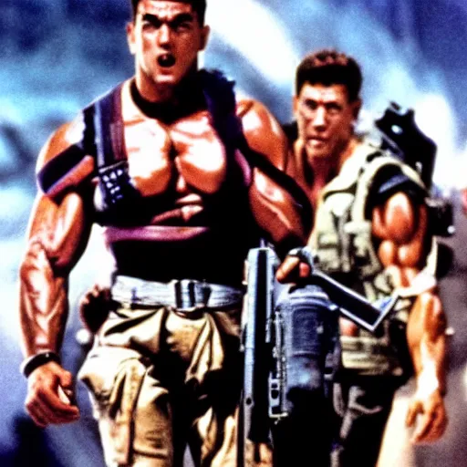 Prompt: contra the movie, 1 9 8 7, movie still