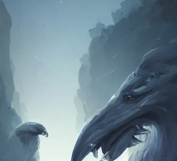 Prompt: a new animal inspired by horse and shoebill, digital art made by makoto shinkai, lois van baarle, greg rutkowski and jakub rebelka, highly detailed, symmetrical, extremely coherent, concept art, smooth, shaped focus, dystopian background