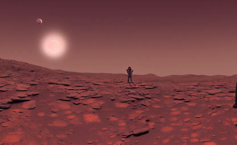 Prompt: Lil Uzi Vert chilling on Mars, planetary digital art, 4k