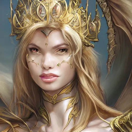 Prompt: portrait of the dragon queen by artgerm, Dragon in dragon lair, HD, full body dragon concept, flying dragon, Human body with dragon features, beautiful queen, perfect face, fantasy, intricate, elegant, highly detailed, digital painting, artstation, concept art, smooth, sharp focus, illustration, ray tracing, 4k realistic 3d rendered portrait, soft shading, soft colors, relaxed colors, hyperdetailed, wide angle lens, fantasy, futuristic horror, armor style of giger