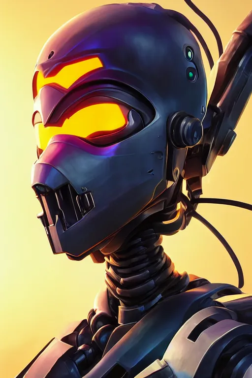 Image similar to epic mask helmet robot ninja portrait stylized as fornite style game design fanart by concept artist gervasio canda, behance hd by jesper ejsing, by rhads, makoto shinkai and lois van baarle, ilya kuvshinov, rossdraws global illumination radiating a glowing aura global illumination ray tracing hdr render in unreal engine 5