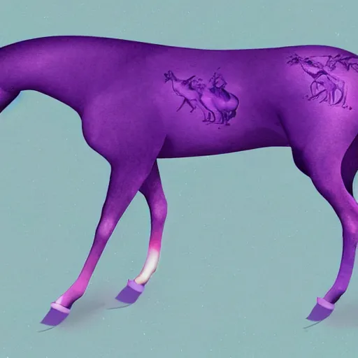 Prompt: A purple dog riding a horse