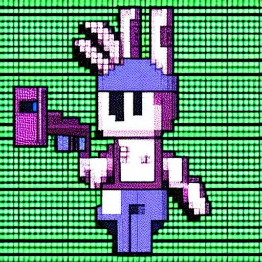 Prompt: a pixel art picture of an android girl with a gun, the bunny - children army charges into battle, pixel art, featured on pixiv, pixiv contest winner, 2 d game art, # pixelart, rough, sense of awe, kinetic