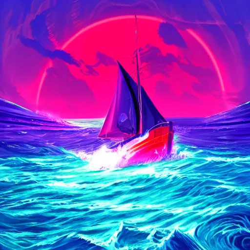 Image similar to the sea, epic retrowave art, trending on art station